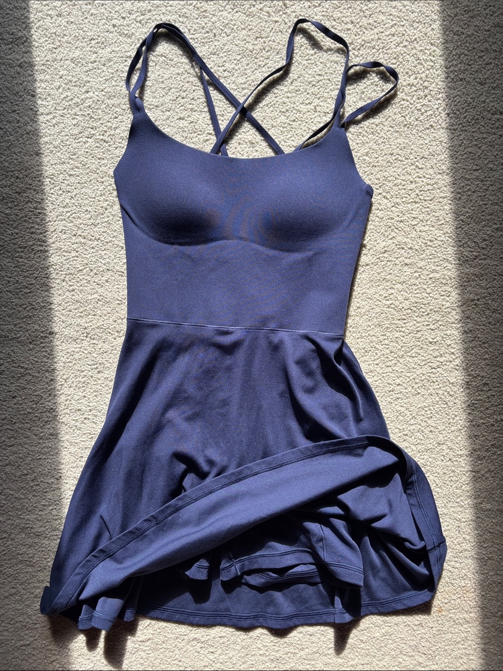 Aerie Navy Blue Strappy Ballet Dress with Built-in Shelf Bra and Shorts